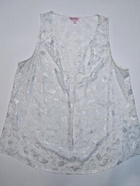 Candie's White & Silver Sleeveless Top - Size L